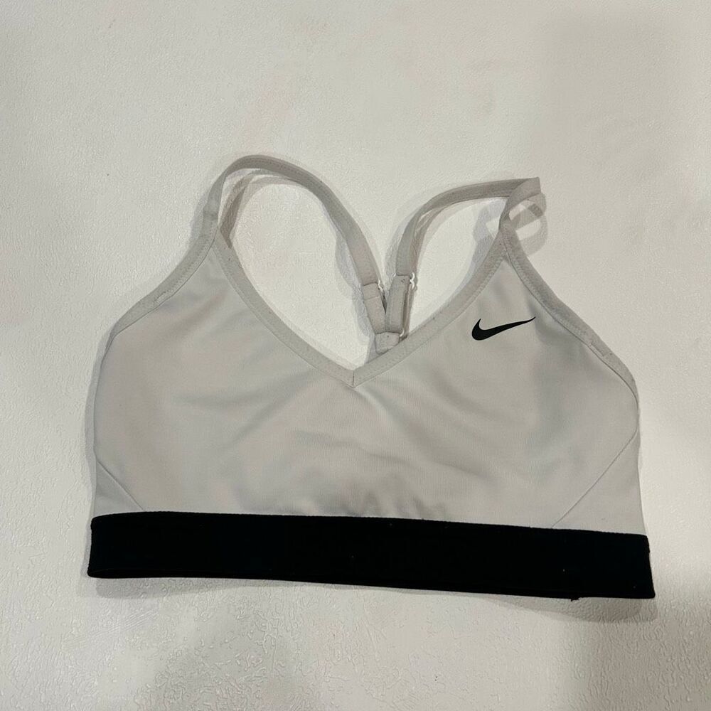 Nike Dri-Fit Sports Bra Small Gray Black Band Activewear